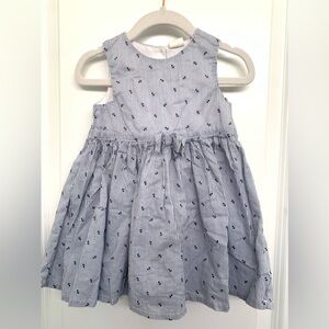 H&M Blue & White Striped Flower Dress, Baby Girl 9-12M, Easter Dress baby